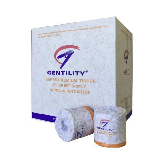 A&C Gentility Deluxe 3-Ply Toilet Tissue – 220 Sheets, 48 Rolls