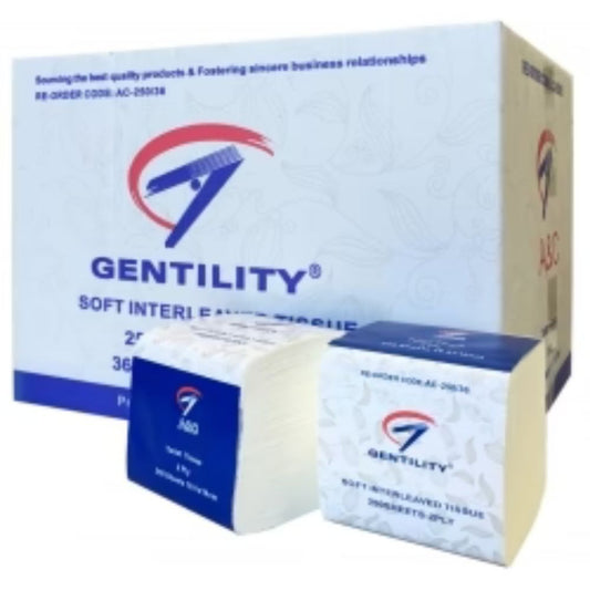 Gentility Interleaved Toilet Tissues 2 Ply 250 Sheet Quality Toilet Paper 36 Packs (AC-250/36)
