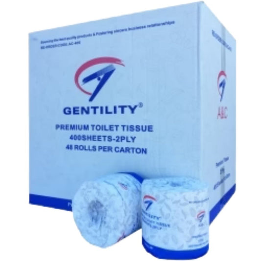 Gentility Toilet Roll 2Ply 400 Sheets 48 Rolls Individual wrapped (AC-400)