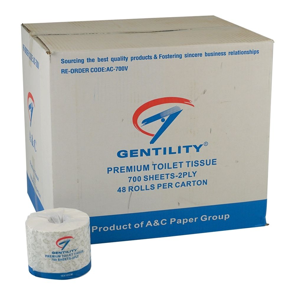 Gentility Toilet Roll – 700 Sheets, 2-Ply (48 Rolls/Carton)