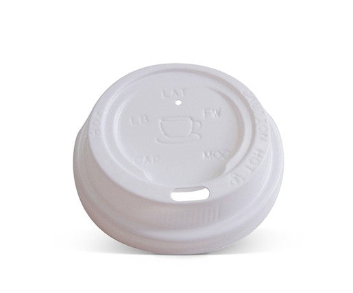 White plastic lid for 8oz hot and cold takeaway cups, 1000 pack