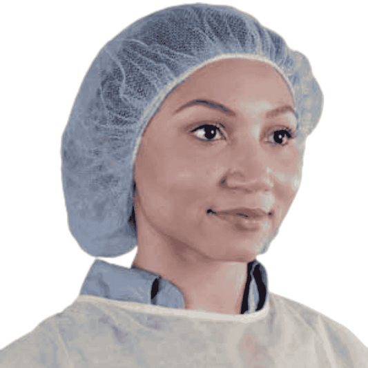 Keystone 109 HPI 28" Blue Nylon Mesh Disposable Hairnets – Honeycomb Style