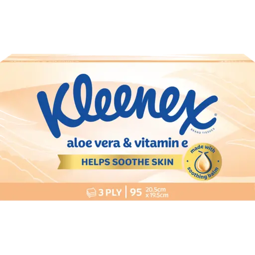 Kleenex Wellbeing Aloe Vera & Vitamin E 3 Ply Facial Tissues 95 Pack