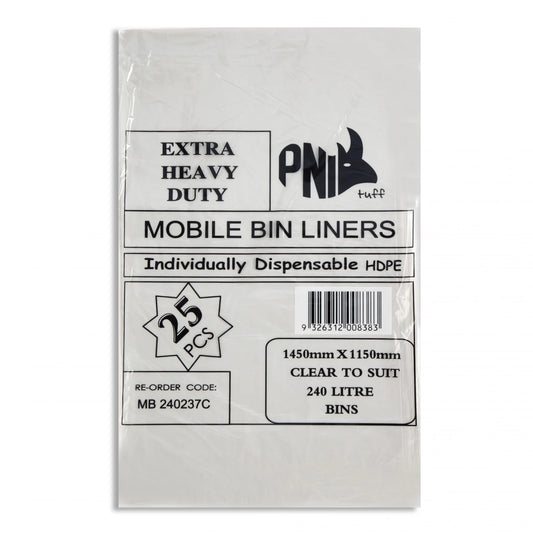 Bin Liner 240L 1470X1150 CLEAR Extra Heavy Duty 100pcs (MB240430SC)