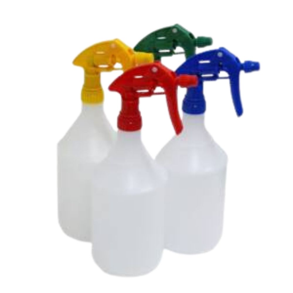 1L Plastic Spray Bottle Set – Straight - Chemical resistant with adjustable nozzle