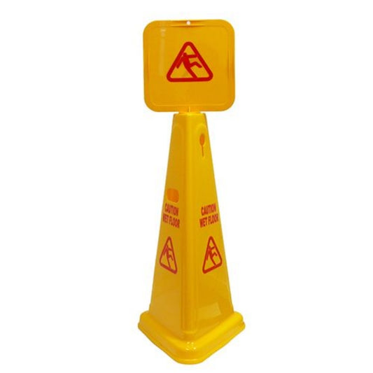 NAB Caution Wet Floor Safety Cone  Yellow  950mm