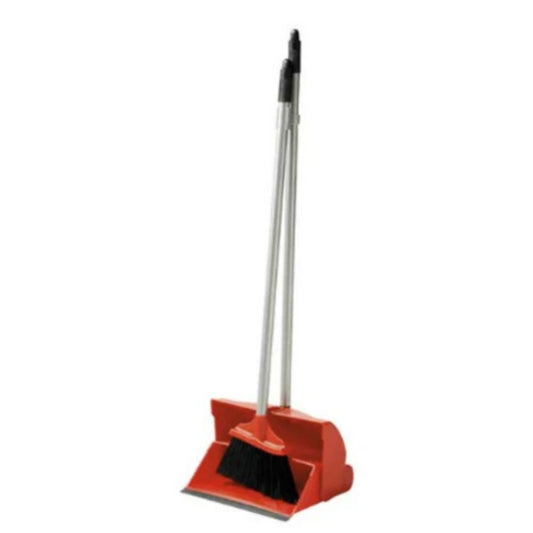NAB Lobby Dust Pan & Broom Set – Red with Durable Aluminium Handle