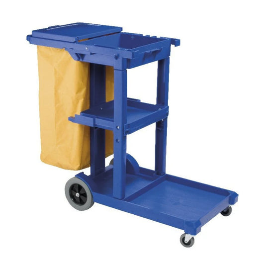 Oates Janitor Cart with Lid - Dark Blue