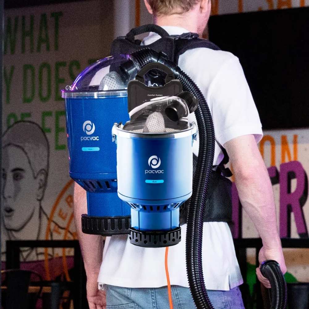 Pacvac Duo Backpack Vacuum – Dual Motor Commercial Cleaner