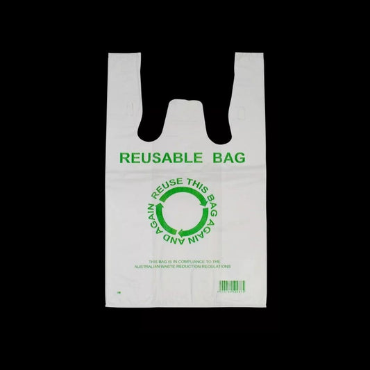 Reusable Plastic Singlet Carry Bags 40um (Printed)