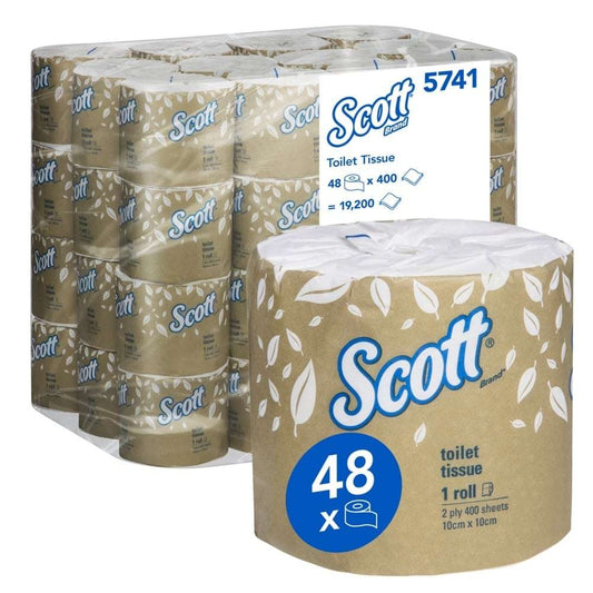 SCOTT® 2-Ply Toilet Tissue, 400 Sheets/Roll – 48 Rolls/Case (19,200 Sheets)