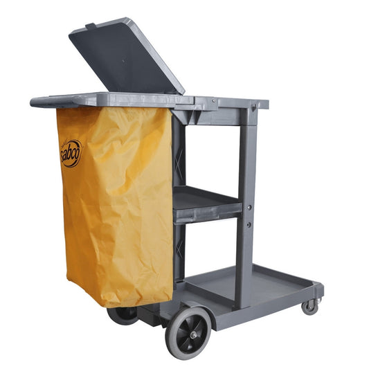 Sabco Professional Janitor Cart  With Lid  Heavy Duty Cleaning Cart
