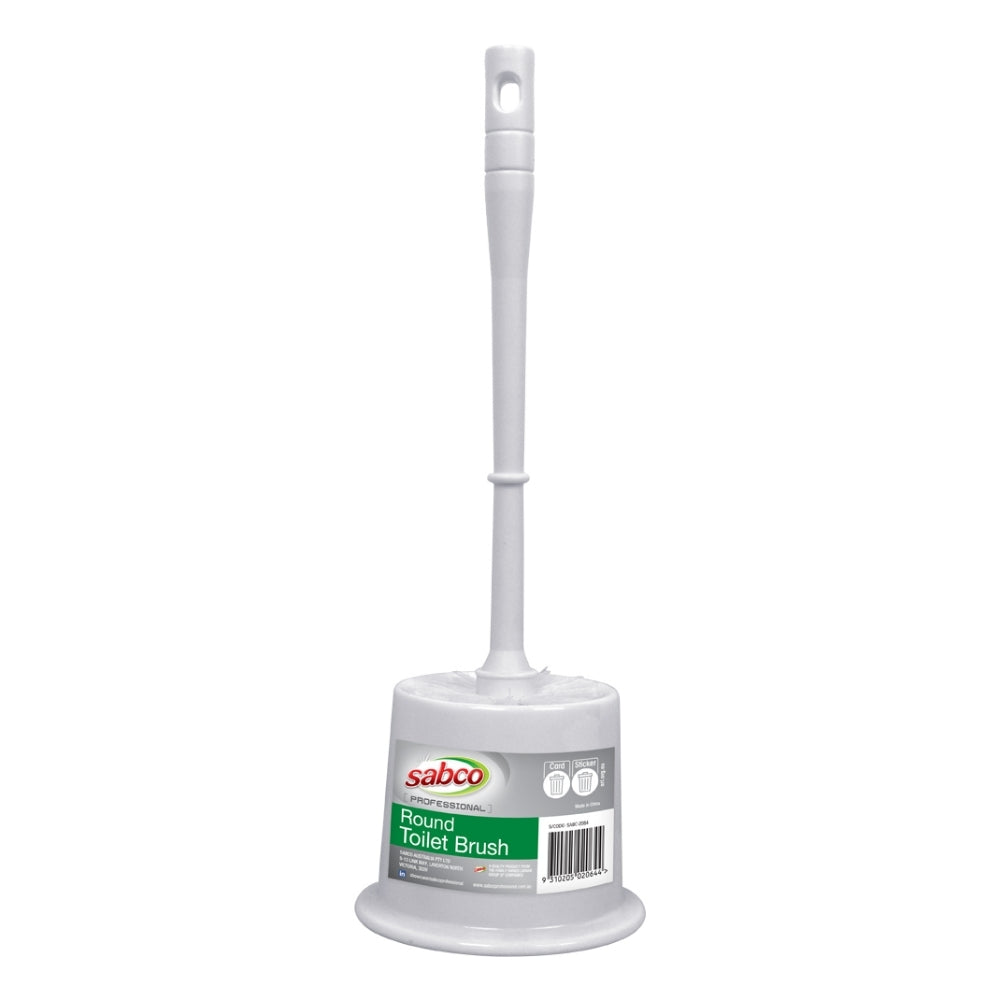 Sabco Round Toilet Brush Set  Brush & Holder  Durable Bathroom Cleaning