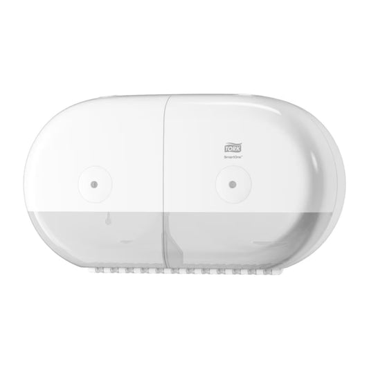 Tork SmartOne® Twin Mini Toilet Roll Dispenser – White Wall-Mounted Toilet Paper Dispenser