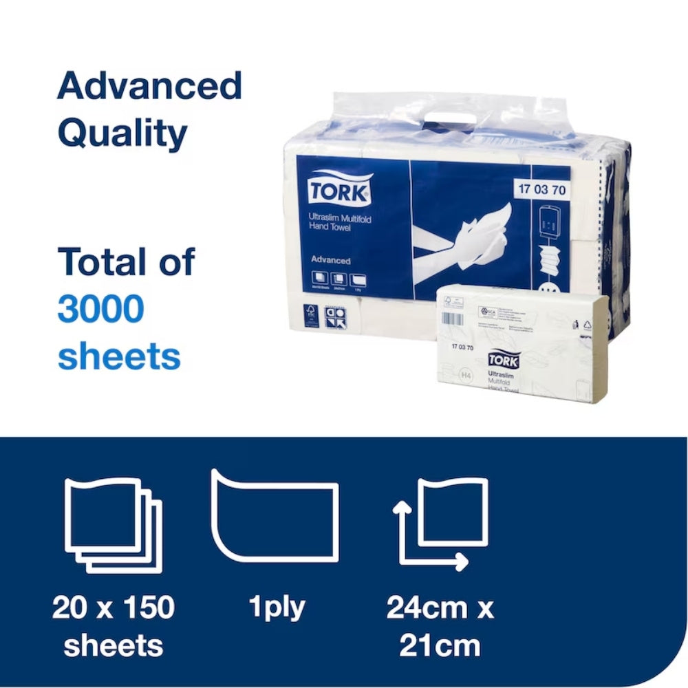 Tork Ultraslim Multifold Hand Towel – Premium 1-Ply Paper Towels