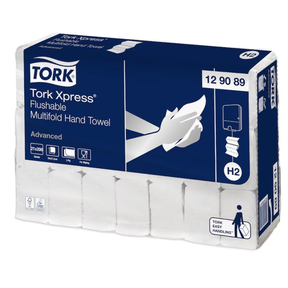 Tork Flushable Multifold Hand Towels – Premium 2-Ply Paper Towels for Commercial Washrooms