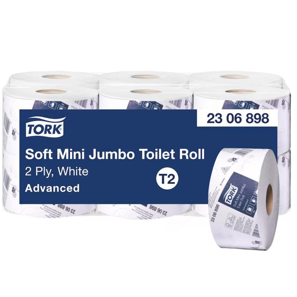 Tork Soft Paper Mini Jumbo Toilet Roll  2-Ply