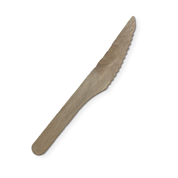 Economy wooden knife 165mm natural birchwood disposable — eco-friendly takeaway cutlery for salads, pasta, and desserts, 2000 per carton