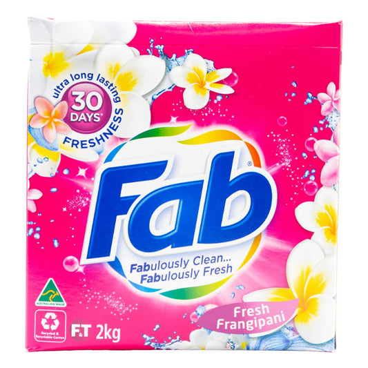 FAB 2kg Laundry Powder – Fresh Frangipani (Front & Top Loader)