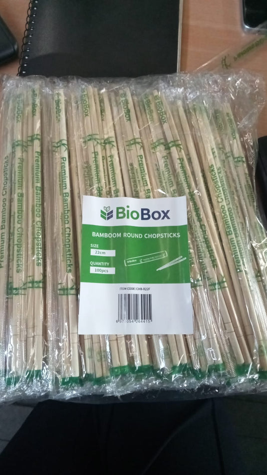Round Bamboo Chopsticks Plastic Wrap 220mm (20 x 100 pcs)