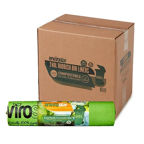 Envirostar Compostable Bin Liners 240L - 120 Liner CTN (12 Liner Roll)