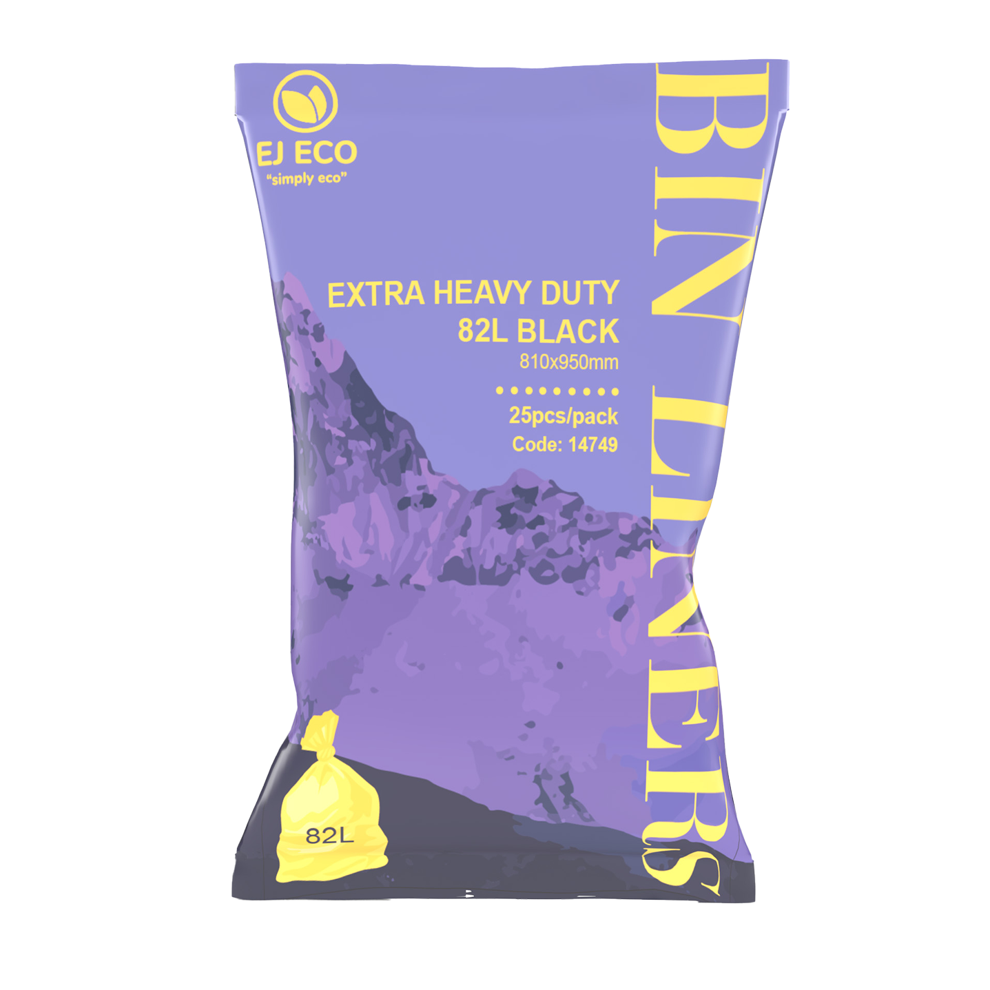 EJECO 82L Extra Heavy Duty Black Star Seal Bags - Bin Liner 810X950MM 250PCS/CTN