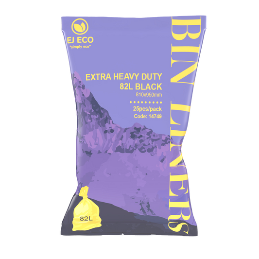 EJECO 82L Extra Heavy Duty Black Star Seal Bags - Bin Liner 810X950MM 250PCS/CTN