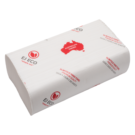 E J Eco Slim Fold 1-Ply Hand Towels – White Virgin Paper, 200 Sheets per Pack