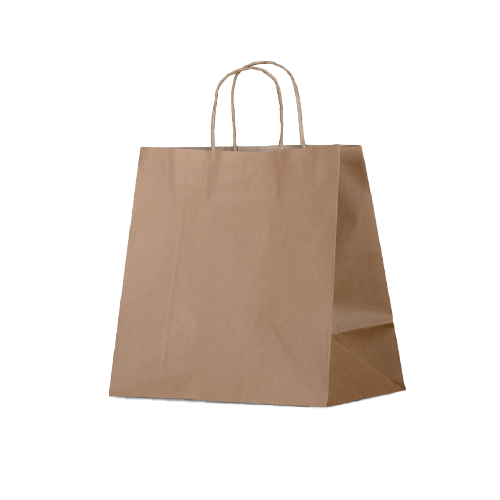 EJ Eco medium twist handle paper carry bag 305x305x175mm, recyclable and compostable takeaway bag supporting up to 10kg, 250 per carton